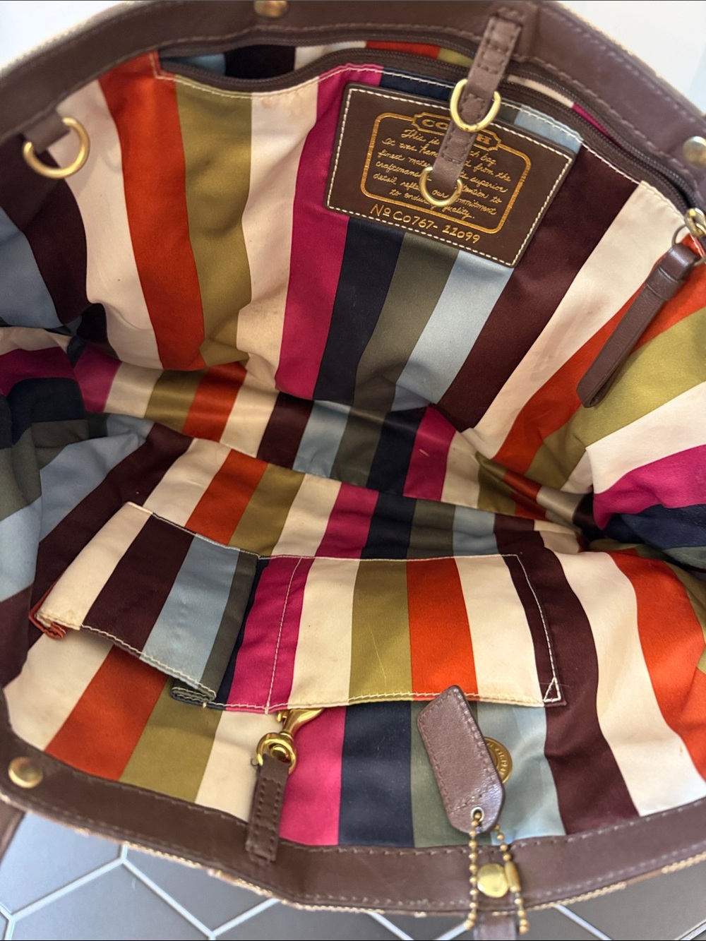 Coach Signature Canvas Tote in Brown and Tan - Picture 3 of 5